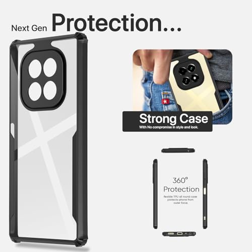 Image of Pikkme Crystal Clear Transparent Back Cover | Ultra Hyrbid | Full Camera Protection | Raised Edge | Bumper Case for Realme C63 5G (Black)