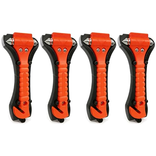 BFXM Car Window Breaker Hammer and Seat Belt Cutter 2-in-1, Emergency Escape Tool, Safety Glass Breaker, Automotive Safety Essentials and Accessories, 4 Packs