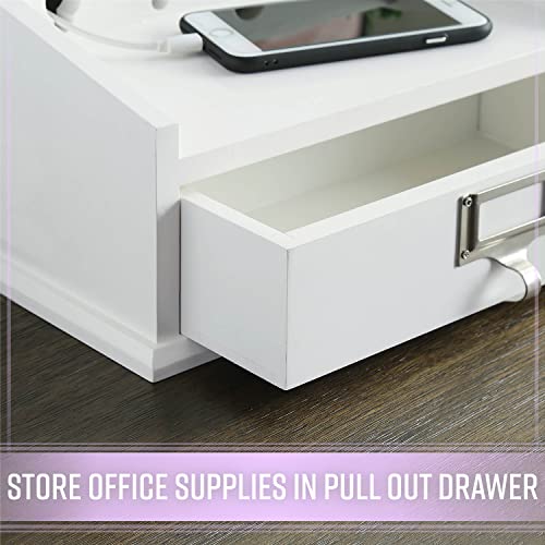 Organize It All Charging Station Dock & Organizer With Drawer | Multi-Use | Phone & Tablet | Desktop | Countertop | Organizer And Storage | Office | Bedroom | White #TOP3