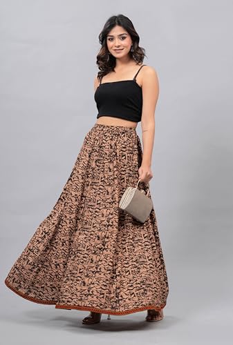 Image of Women's Rayon Printed Flared Skirt (Skirt87)