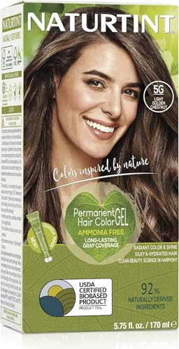 Image of Naturtint Permanent Hair Colour Gel 5G Light Golden Chestnut, Plant Enriched, Biobased, Ammonia Free, Long Lasting Grey Coverage and Radiant Colour, Nourishment and Protection