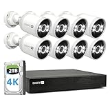Swann AdvancedX 4K Wired NVR Security Camera System, 16 Channels, 8 Outdoor PoE Cameras, 2TB Hard Drive Storage, Color Night Vision, Video Analysis (8 Bullet Cameras 16 Channel NVR 4K 2TB HDD)