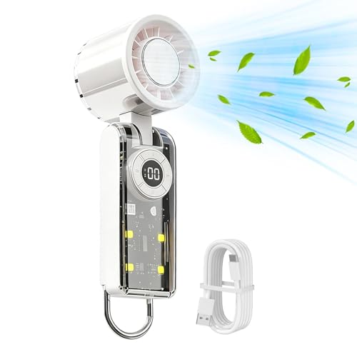 Ventilador portátil de mano con batería de 3600 mAh y luz LED para camping 7