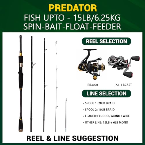 Rigged and Ready Predator Unique Spin-Baitcast Travel Fishing Rod with Case - image 6
