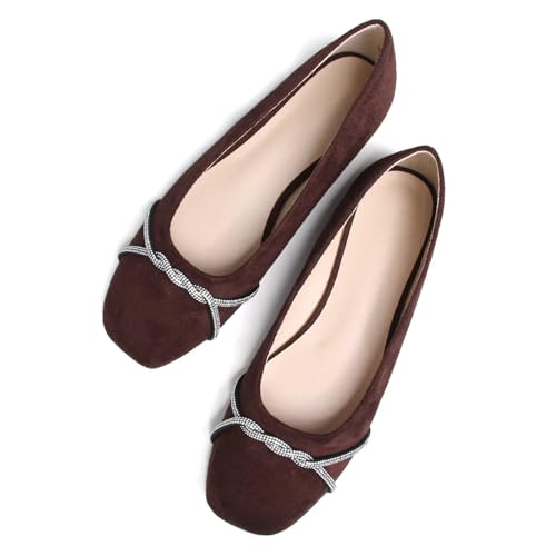Image of TN TANGNEST Womens Casual Flats Chain Ballet Flats | Fashion Pointed Toe Rhinestone Flats, Comfort Slip On Dress Shoes for Business Work Office Wedding Party