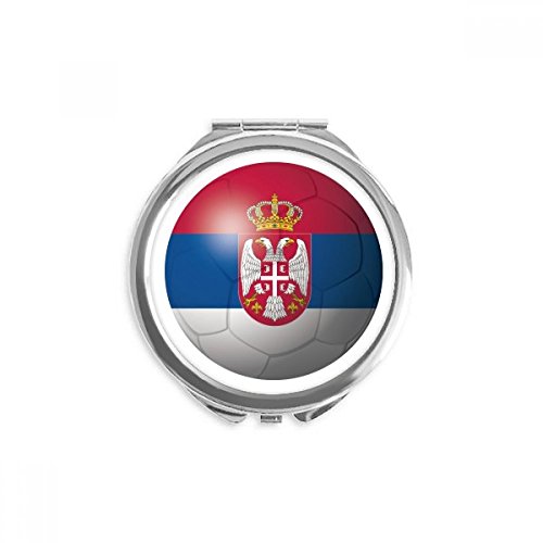 Espejo de bolsillo de la bandera de Serbia para maquillaje y retoques de fútbol nacional