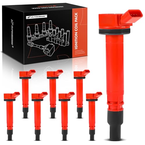 A-Premium (Red) Engine Ignition Coil Pack Compatible with Toyota Tundra