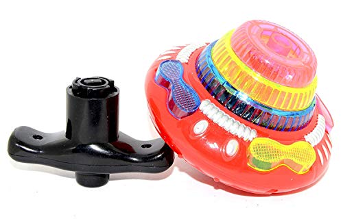 Image of Crackles LED Spinning Top Toy with Music & Laser Lights | Light Up Flash Top Gyro Spinner Toy for Kids | Battery Operated Musical Top for Boys Girls (Pack of 1)