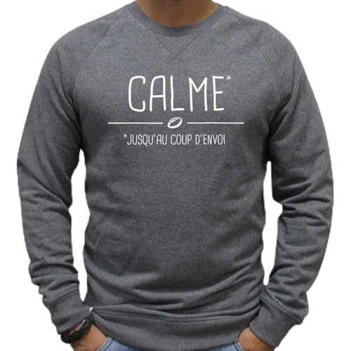Sweat rugby calme 2XL chine gris chiné pour homme grand