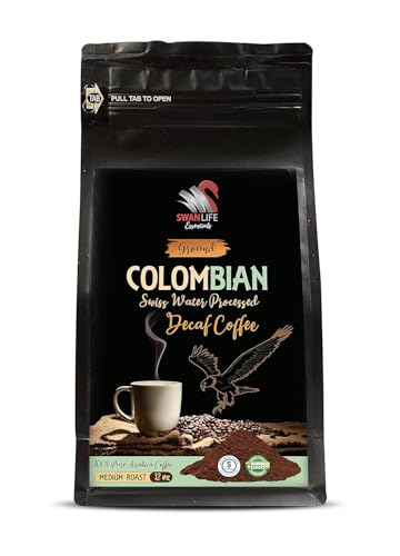 Swiss Water Delight - DECAF COLOMBIAN COFFEE GROUND - Swiss Press Decaf Coffee, Decaf Coffee Bliss, Premium Coffee Grounds, Robust Decaf Blend, Decaf Morning Brew, Full Roast Decaf 1 Pack