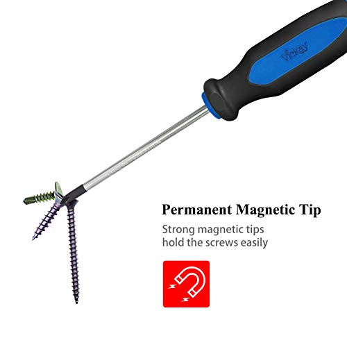 Blue Magnetic Screwdriver Set,6 Pieces Slotted and Phillips Screwdriver with Ergonomic Comfortable Non-Skid Handle,Permanent Magnetic Tips,Rust Resistant Heavy Duty Craftsman Toolkit