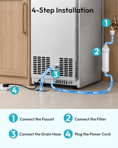 Image of EUHOMY Under Counter Nugget Ice Maker, 75lbs /24H, Self-Cleaning, Silver