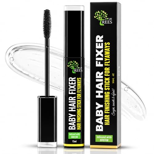 Image of Four Trees Hair Finishing Stick for Frizzy Hair & Flyaways | Baby Hair Fixer | Non-Sticky, Non-Greasy Hold | Infused with Biotin for Hair Strengthening | 15ml | For All Hair Types