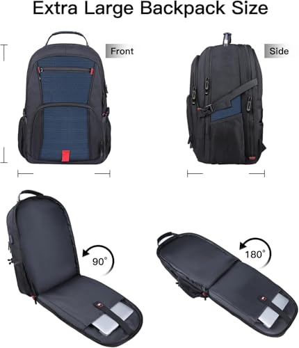Image of ANTERK Laptop Backpack, 18.4 Inch Laptop Backpacks for Men Women, 55L Anti Theft Water Resistant College Bussiness TSA Airline Approved Work Computer Backpack, Blue