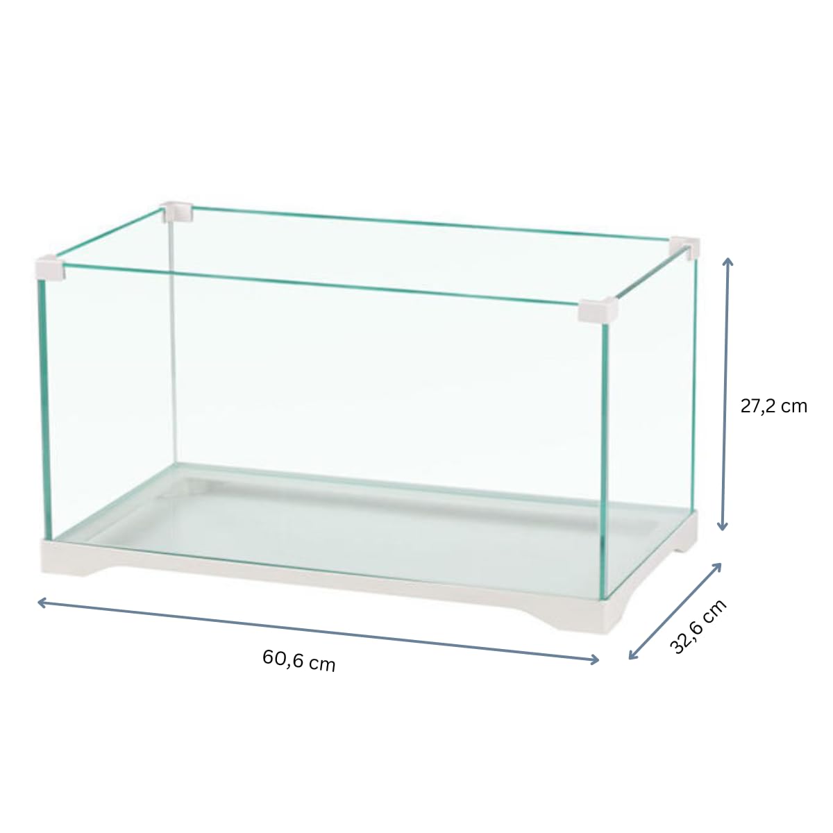 Aquariumline - Tortuguera de cristal para reptiles, tortugas de agua y de tierra, 60 x 32 x 27 cm, capacidad 54 litros