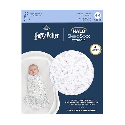 Image of HALO Harry Potter Baby 100% Cotton Sleepsack Swaddle, 3-Way Adjustable Wearable Blanket, TOG 1.5, Harry Potter Messenger, Small, 3-6 Months
