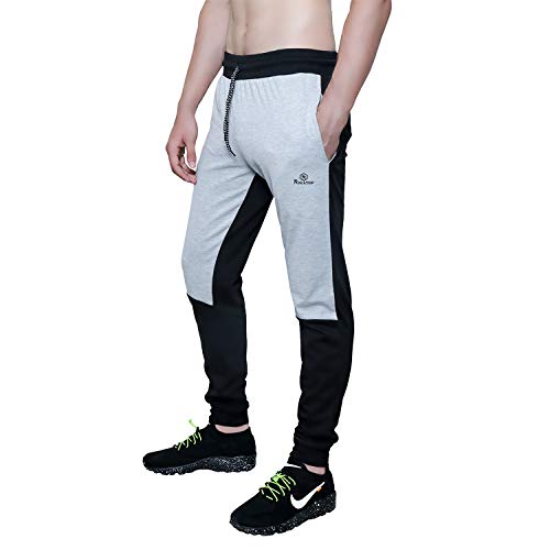 ROLLTOP Men's Regular Fit Trackpants (JogerM2_Black & Grey_Medium)