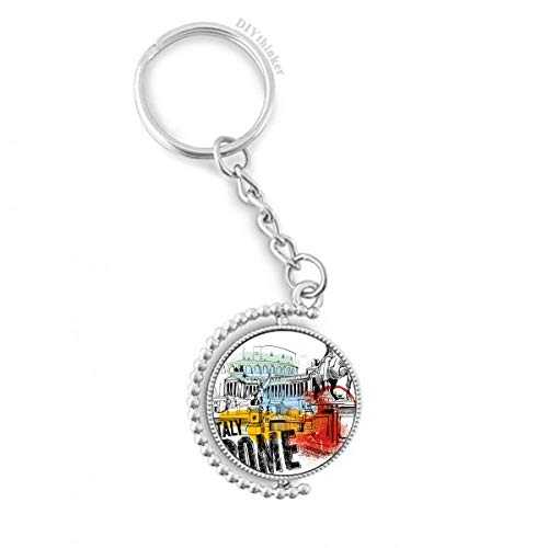 Key Ring Chain Italie Rome théâtre Romain pivotant en métal multicolore de 3x9 cm