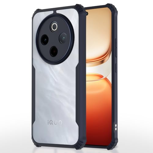Image of Pikkme Back Cover for Vivo T4 5G / iQoo Z10 5G | Ultra Hyrbid | Full Camera Protection | Raised Edge | Crystal Clear Transparent Bumper Case (Blue)