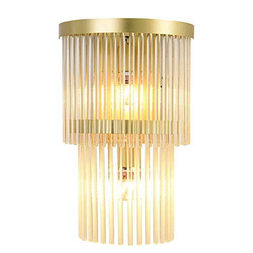 Lámpara de Pared Moderna de latón Dorado con Dos Luces, Aplique de Cristal, Elegante Aplique con Base de Metal para Dormitorio, Sala de Estar, baño, Pasillo, Entrada, Restaurante.
