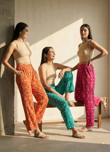 Image of Set of Combo Trouser and Pants for Girls and Women's Relaxed Fit Stretchable Regular Fit Palazzos Lightweight Elastic Waistband Bottoms for Daliy Office & Casual Wear