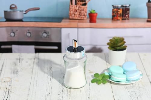 J&M DESIGN 2-Pack Sugar Dispenser w/Pour Spout Shaker Sugar Container Coffee Bar Accessories Organizer Essentials Powdered Creamer Baking Supplies Lid Pourer 7.5oz Glass Jar Bowl Salt Dish Holder - Thumbnail 5