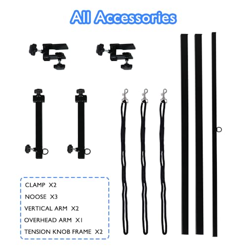 LEIBOU Dog Grooming Arm H-Shape Pet Supplies Dog Grooming Table Arm with 3 Noose and Clamp Heavy Duty Aluminum Alloy Frame with 35.4 Adjustable Height and 36.2 ~ 50 Adjustable Width