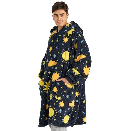 Bedsure Couverture à capuche et à manches, chaude et douce, portable, cadeau de Noël pour femme,107x90 cm