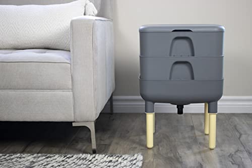 FCMP Outdoor Haushaltskomposter Essential HF-LC4000v2-GRY, 2-Fach-Vermikomposter, Grau