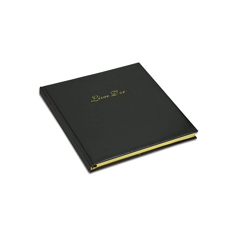 FIS FSCLGBCW-V Italian PU Cover 100 Gsm Laid Paper 96 Sheets Golden Book with Frame Gift Box and Gilding, 280 mm X 275 mm Size, Black