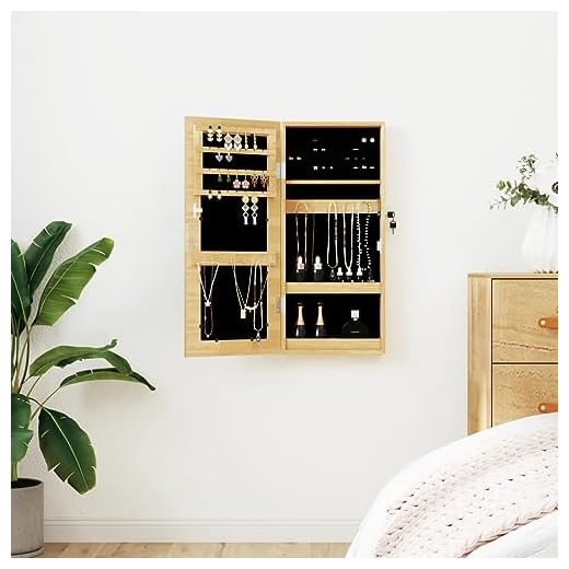 Rantry Miroir mural avec boîte à bijoux 30 x 8,5 x 67 cm, miroir mural coiffeuse, maquillage, suspension décorative, salle de bain, toilettes, intérieur, décoration maison