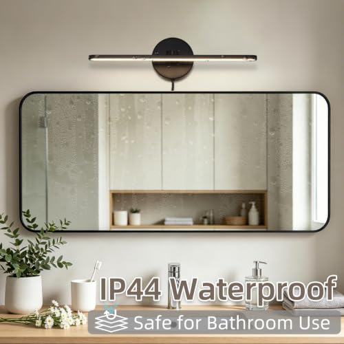 Image of 15.75 inch Plug in Bathroom Light Fixtures Modern Black Vanity Lights Over Mirror, 3000k Warm Light Non-Dimmable 12w Picture Light Led Wall Lights for Bedroom,Art,Poster,Gallery,Paintings