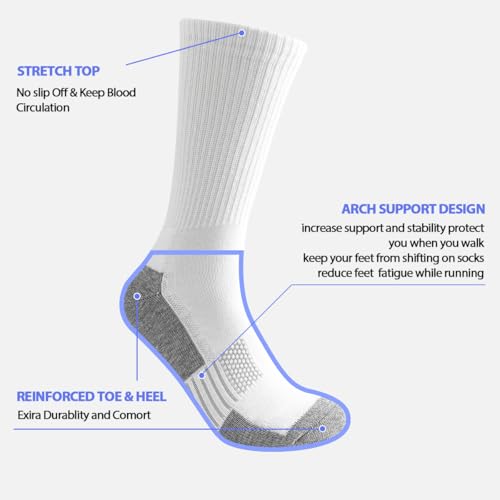 JOYNÉE 8 Pairs Mens Cushioned Crew Athletic Socks, Moisture Wicking Breathable Socks for Sport Running,Multicolor 3,Sock Size:10-132