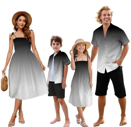 Image of SANGTREE Family Matching Hawaiian Outfits , Casual Beach Travel Clothes ,Vacation Clothing Set for Women & Men & Girls & Boys
