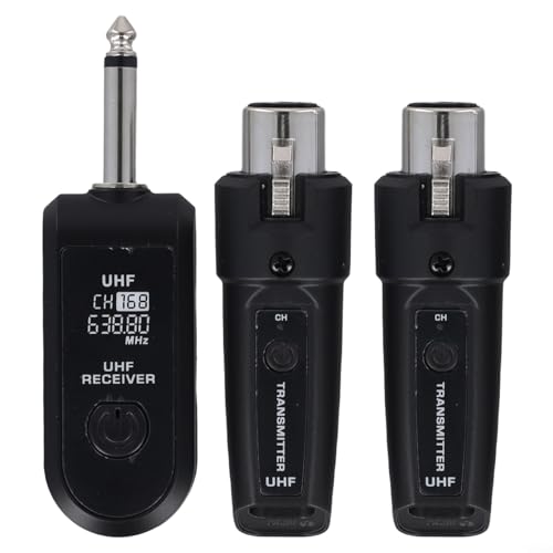 Sistema inalámbrico UHF de guitarra FABULETTA 550 MHz con transmisor y receptor XLR, kit para micrófono dinámico y mezclador de audio profesional (1 bandeja, 2 unidades) miniatura 3