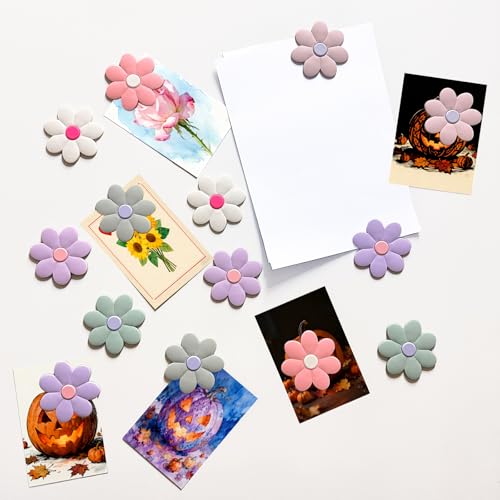 Imanes grandes de flor para refrigerador, 14 piezas miniatura 3