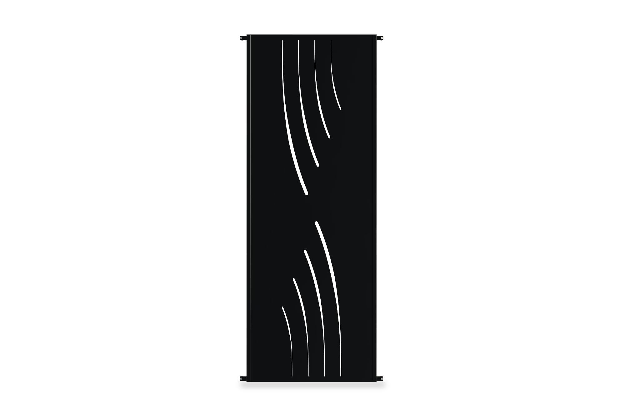 CASANOOV Panneau Décoratif Extérieur VELETA160x60 cm 1,6x0,6 m 1 m² Acier Noir Motif Nature Intégral Brise Vue Jardin Terrasse Occultation Design Résistant Durable Fixation Sol Mur Pieds Inclus