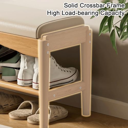 Banc à chaussures en bois massif élégant et robuste pour entrée chic - 8