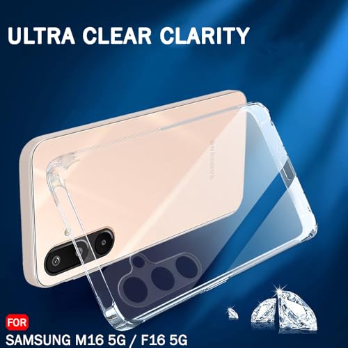 Image of TheGiftKart Back Cover Soft Case for Samsung Galaxy M16 5G / F16 5G | Best Camera Protection | Inbuilt Dust Plugs & Anti-Slip Grip | Ultra Clear Slim Case for Samsung M16 / F16 (Silicone, Transparent)