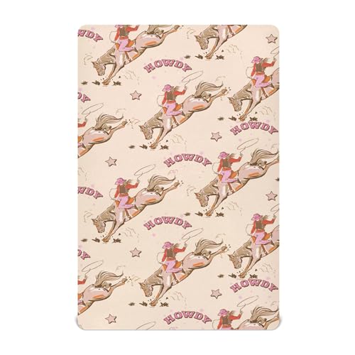 Image of Cowgirl Western Vintage Crib Sheets Soft Breathable Fitted Baby Crib Sheets Mattress Cover for Girl Boys, 52 inch x 28 inch x 9 inch