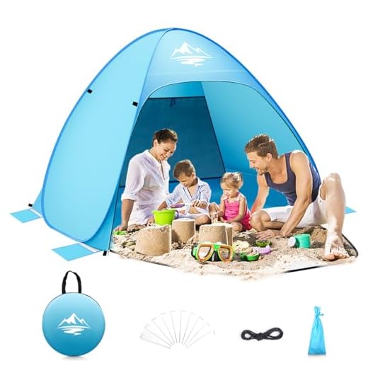 Tienda de campaña para Playa, Pop up, portátil, automática, para 2-4 Personas, protección UV 50+, protección contra el Viento, tamaño pequeño para familias, Playa con Bolsa de Transporte