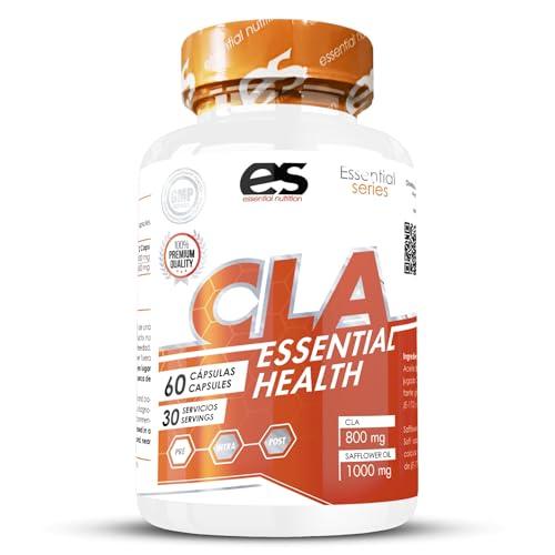 ESSENTIAL NUTRITION | CLA Natural 1000mg | Ayuda a la Oxidación de Grasas | Disminuye el Apetito y Aumenta la Masa Muscular | Acelera el Metabolismo de forma Natural | 60 caps