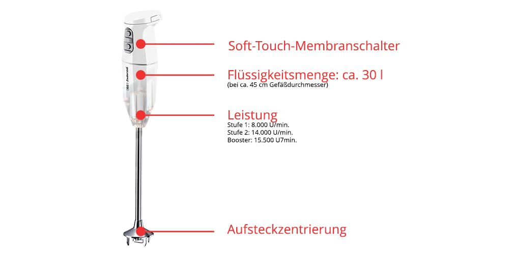 ESGE Zauberstab Cordless PRO, kabelloser Profi Akku Stabmixer mit Zubehör