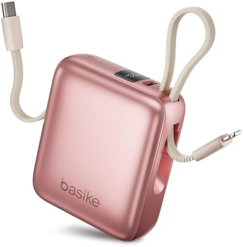 Basike Carregador Portátil 10000mAh, Mini Power Bank com Cabos In...