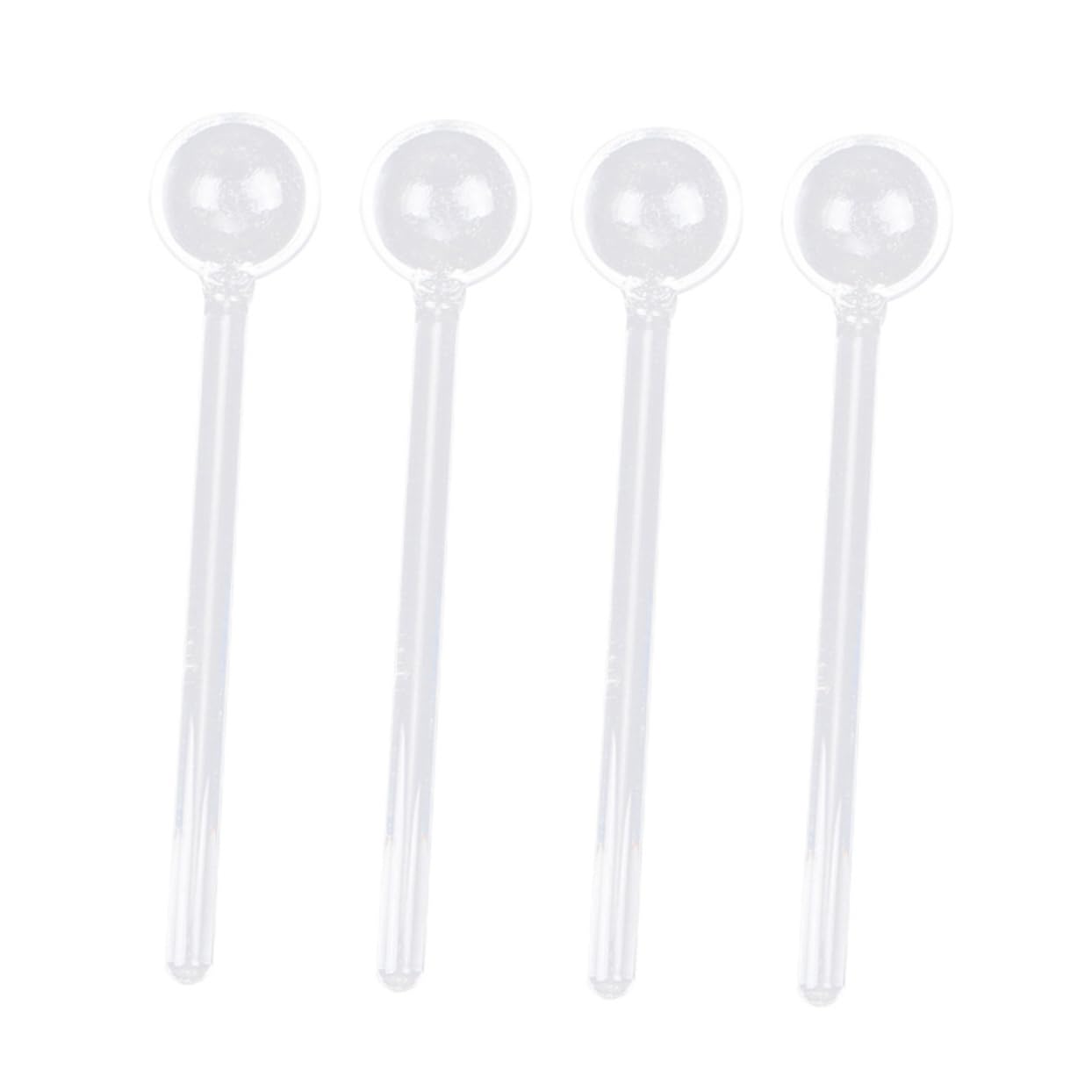 IMIKEYA Cucharas De Café y Azúcar Mango Largo Transparente De Vidrio 14 Cm Para Mezclar Bebidas y Postres, Pack 4 Unidades