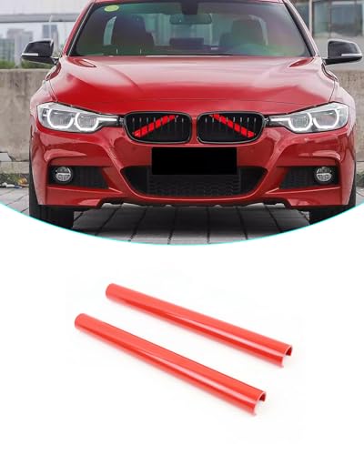 Image of F30 Front Grille Trim, M-Sport V Brace Grille Inserts Stripes Trim Compatible with BMW 3 Series 4 Series F30 F32 320 328i 330 335 428 435 Front Grille Inserts 2pcs （red）
