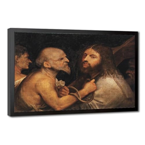 Toile Christ portant la croix Titien tableau de salon avec cadre suspendu