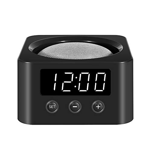 Universal Clock Stand and Docking Station for Google Home Mini, Amazon Echo Dot (3rd Gen), etc. - Black