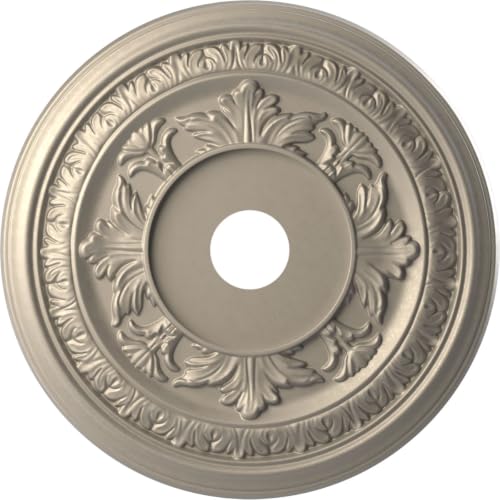 Image of Ekena Millwork CMP22BACSV Baltimore Thermoformed PVC Ceiling Medallion (Fits Canopies up to 7 3 /4 inch), 22 inchOD x 3 1 /2 inchID x 1 inchP, Metallic Silver Metallic