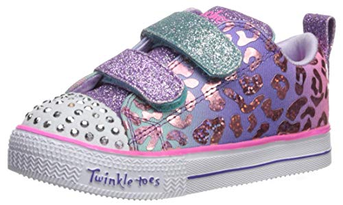 Skechers Kids Girls' Shuffle LITE-Leopard Cutie Sneaker, Multi, 5 Medium US Toddler